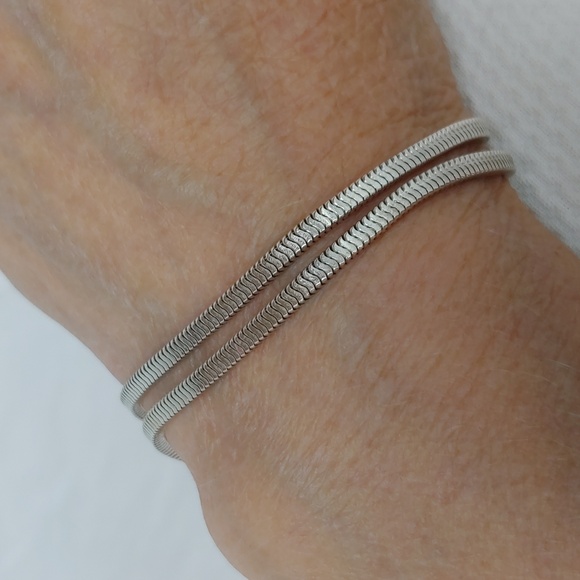 925 Sterling Silver Double Chain Bracelet - Picture 3 of 7